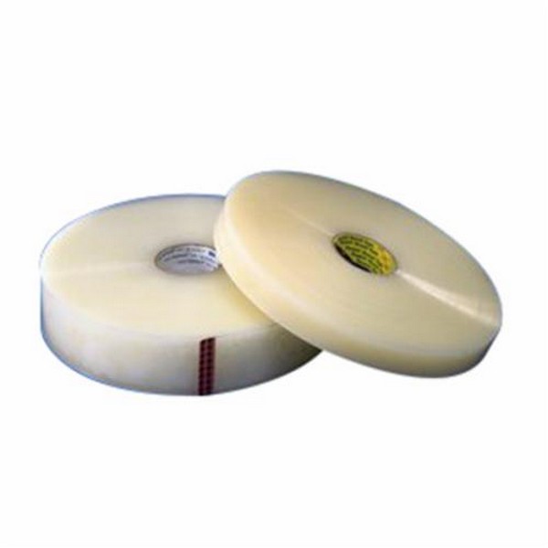 Taping System Tape, Continuous Performance, 1500 m Length, 48 mm Width, 2.2 mil Thickness, Clear, 3 Inch Diameter Core, Hot Melt Synthetic Rubber Resin Adhesive, Polypropylene Film Backing, 45 in-oz Adhesion Strength, 26 in-lb Machine Direction/52 in-l