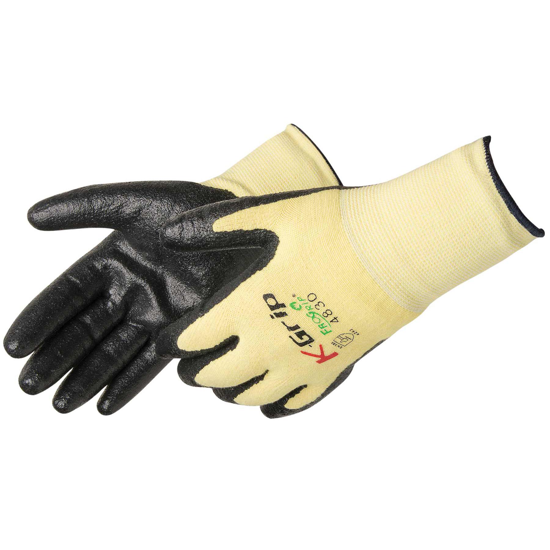 Glove, Durable, 2XL Size, Nitrile Palm, Aramid Shell, Yellow, Knit Wrist Cuff, ANSI Cut-Resistance Level: A2, Resists: Abrasion/Cut/Puncture/Tear