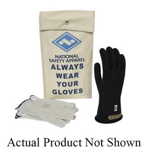 Voltage Glove Kit, Series: KITGC00B, SZ 8 Size, Rubber/Leather Palm, Rubber/Leather, Black, ASTM Class: Class 00, 500 VAC, 750 VDC Maximum Use