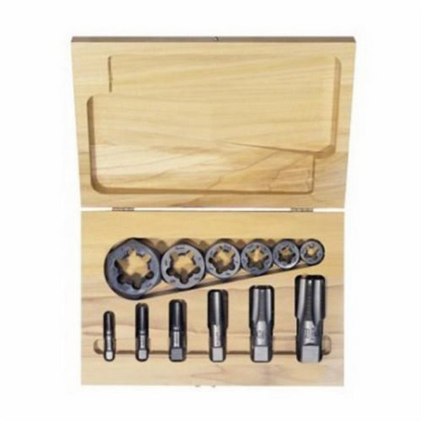 Tap and Hex Die Set, Re-Threading, 12 Piece, High Carbon Steel Tap, High Carbon Steel Die, Adjustable Die: No