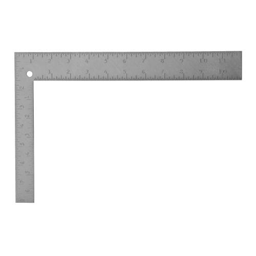 Carpenter's Square, 12 x 1-1/2 in, Graduations: 1/16 in Face/Back, Measuring System: Imperial, 8 x 1 in Tongue, Steel, Buffed