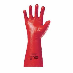 Chemical-Resistant Gloves, Fully Coated, Series: 15-552, 8 Size, Polyester Vinyl Alcohol, Red, Smooth, Smooth Grip Style, Cotton Lining, Gauntlet Cuff, PVA Coating, 12 in Length, Resists: Abrasion, Cut, Chemical, Puncture and Snag