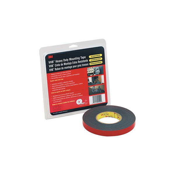 Double Sided Bonding Tape, High Strength, 36 yd Length, 1 Inch Width, 0.045 Inch Thickness , Black, Modified Acrylic Adhesive, Acrylic Foam Backing, 300 °F Maximum Operating, 250 °F Minimum Operating