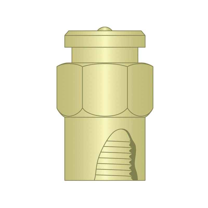 Button Head Grease Fitting, Straight, 1/8-27 Female NPTF Thread, 0.97 in Overall Length, 0.41 in Shank Length, 5/8 in Hex, Yellow Zinc Plated, Steel