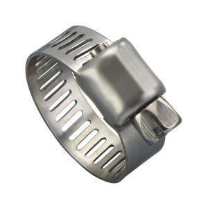 Micro Seal® Worm Gear Hose Clamp, Miniature, Series: M-HSP, Clamping Range: 1/4 to 5/8 in, #4, 5/16 in Width, 1/4 in Bolt, 300 Stainless Steel Band, 300 Stainless Steel Bolt