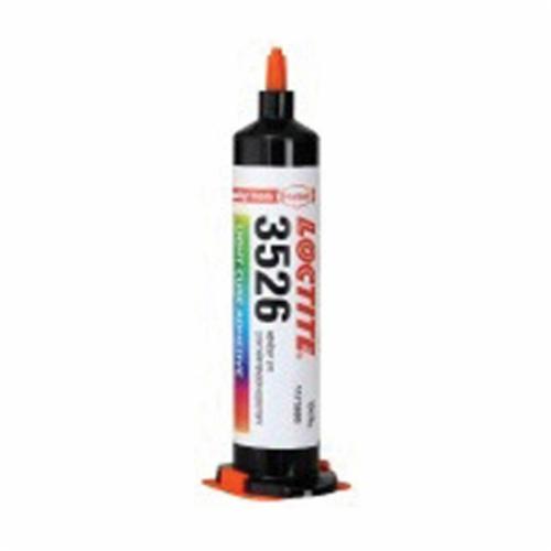 Light Cure Adhesive, 1-Part, Series: AA 3526™, Syringe Container, 25 mL Container, Acrylic Base, Light/Straw, 24.46 g/L VOC, Bonds To: Glass, Metal, Thermoplastic