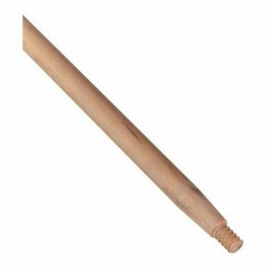 Broom Handle, Threaded Tip, 1-1/8 in Dia, 60 in Length, Hardwood, Natural, Clear Lacquered