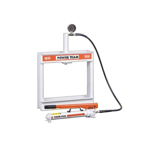 Hydraulic Shop Press, Bench, 10 ton Capacity, 25-1/4 in Base Length, 7-3/16 in Base Width, 24-1/2 in Height, Hand Pump, 10-1/8 in Stroke Length, H-Frame, 7-3/16 x 25-1/4 in Working Space, 0.06 in/stroke Advance and Pressing Speed