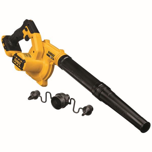 Cordless Blower, Compact Jobsite, 100 cfm Air Flow, 135 mph Air, Lithium-Ion Battery, 20 V Battery, 96 dB Sound Level, 3 Speed, Variable Speed Trigger/Lock-On Control, Plastic, Black/Yellow