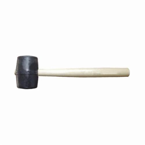 Mallet, 12 in Overall Length, 2 in Face Dia, 13 oz Head, Rubber Head, 3-1/4 in Head Length, Hardwood Handle