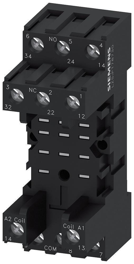 Relay Base, For Use With: 3CO Plug-In Relay, DIN Rail Mounting, Screw Terminal, 28 mm W Dimensions