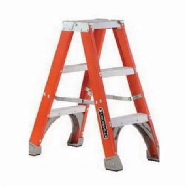 Step Ladder, Type IA Twin, Series: FM1500, 3 ft Ladder Height, 300 lb, Fiberglass, 2 Steps, 31 in Base Spread, 17-3/4 in Bottom Width, Anti-Slip Tread
