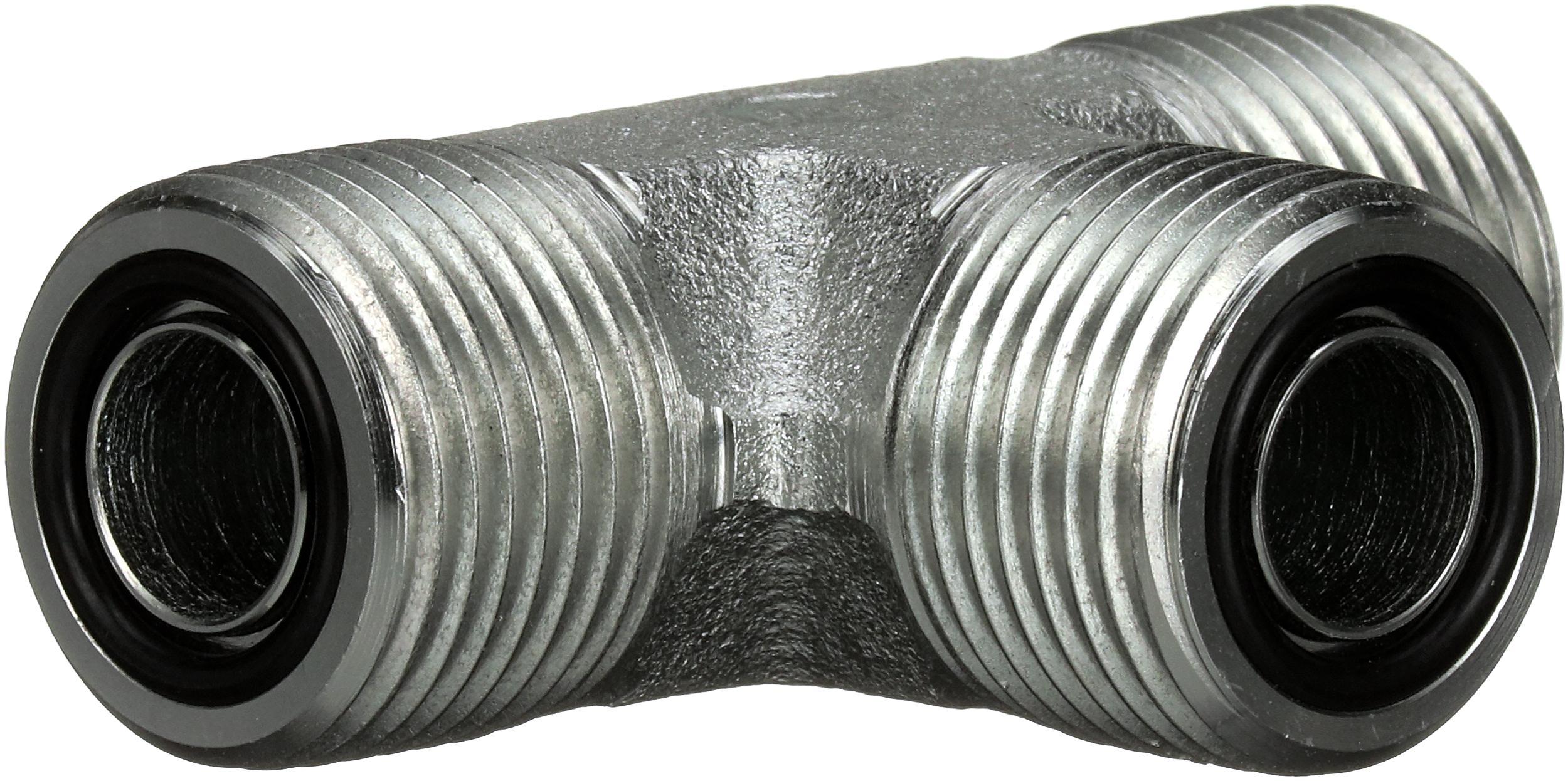 Hydraulic Adapter, SAE to SAE, Series: G60, 1-3/16-12 x 1-3/16-12 Nominal, Male Flat-Face O-Ring Tee End Style, 6000 psi Pressure, Steel, Import