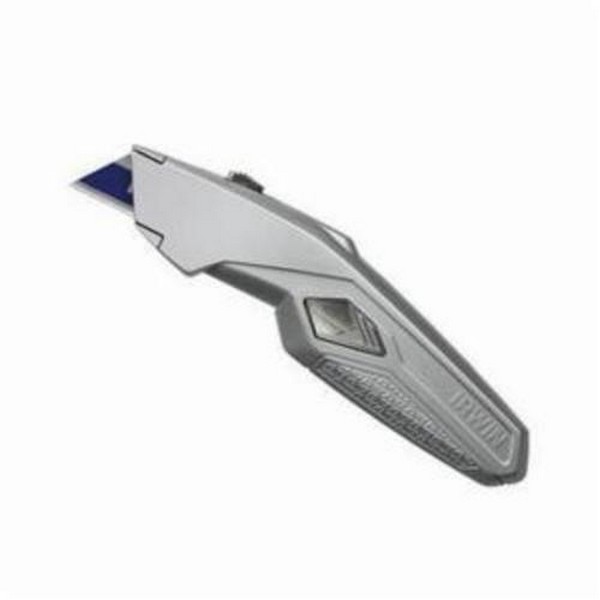 Utility Knife, General Contractor's, 5-3/4 in Blade Length, Retractable Blade, Carbon Steel Blade, Gut Hook Blade, Press Thumb Stud Blade Change Method, 3 Number of Blades Included, Ergonomic Handle, Aluminum Handle, 4 Points, 9-3/16 in Overall Lengt