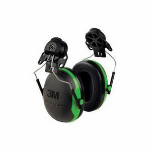 Earmuff, Cap Mount, Series: X Series, 21 dB Noise Reduction, Black/Green, Stainless Steel