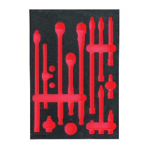 Foam Tray, For Use With: J52000S Tool Set, Polyethylene Foam, Black/Red, 11 in W x 16 in D x 1-1/4 in H Dimensions