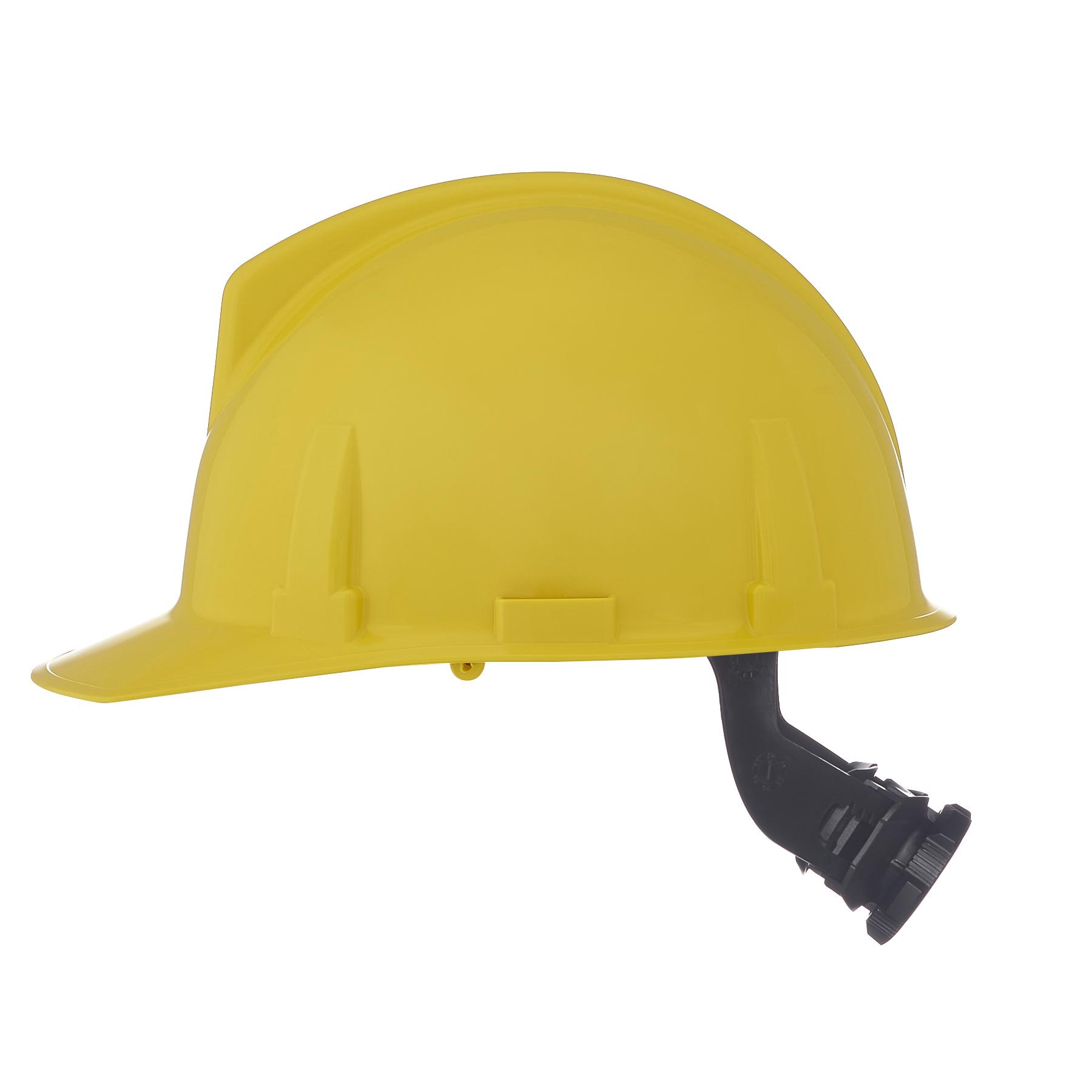 Hard Hat, Cap Style, Standard Size, Fits Minimum Hat Size: 6-1/2, Fits Maximum Hat Size: 8, Yellow, Polycarbonate, 4-Point Suspension, ANSI Electrical Class Rating: Class E, ANSI Impact Rating: Type I, Slotted: Yes, Ratchet Adjustment