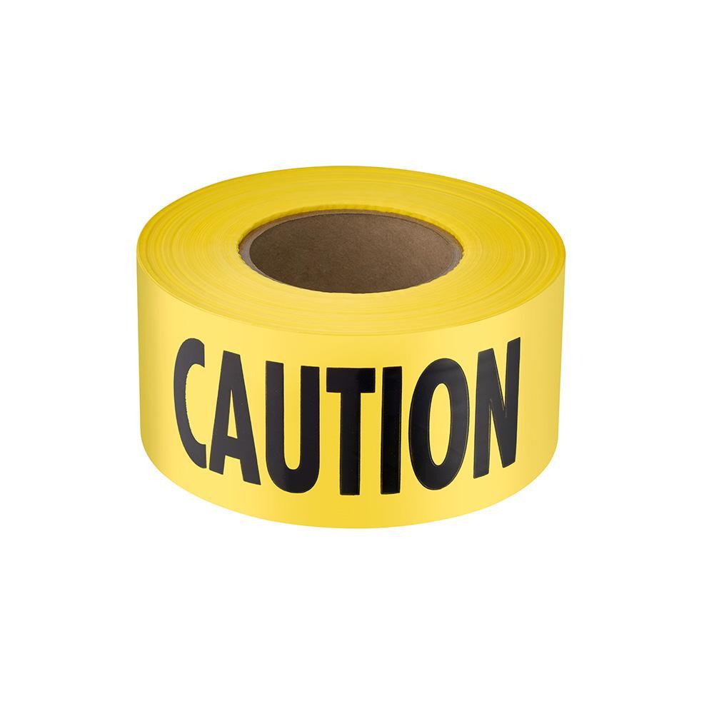 Barricade Tape, Premium, Legend: Caution/Caution, Yellow, 3 in Width, 1000 ft Length, 2.5 mil Thickness, Plastic