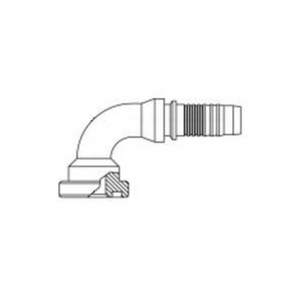 Hydraulic Hose Elbow Fitting, 2-Piece Internal and External Skive, 2 in ID Hose, 2 in, Code 61 Flange x Hose, 90 deg, 9.09 in Length, 5.28 in Cutoff Allowance, Steel, 2.81 in Dia Flange