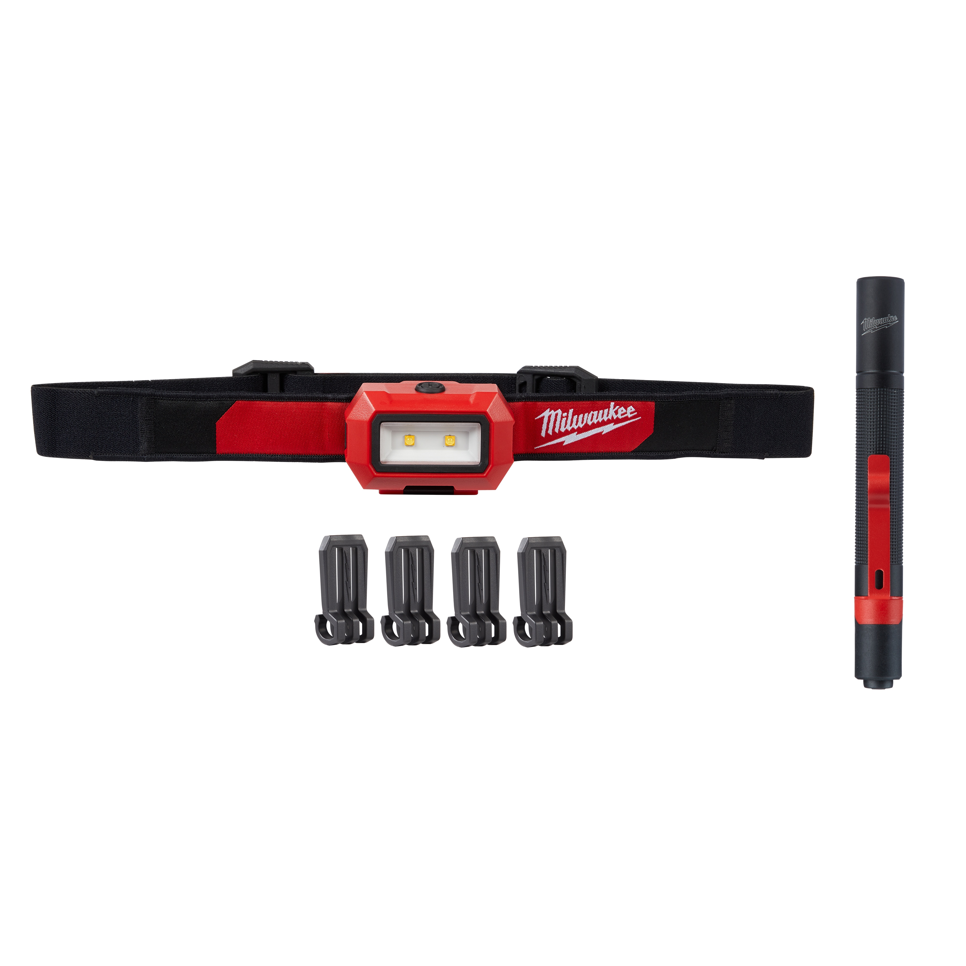 Headlamp, Kit, LED Bulb, 25, 150, 350 Lumens, AAA Battery, 3 Batteries, Red, IP54 Enclosure, 10 in L Dimensions