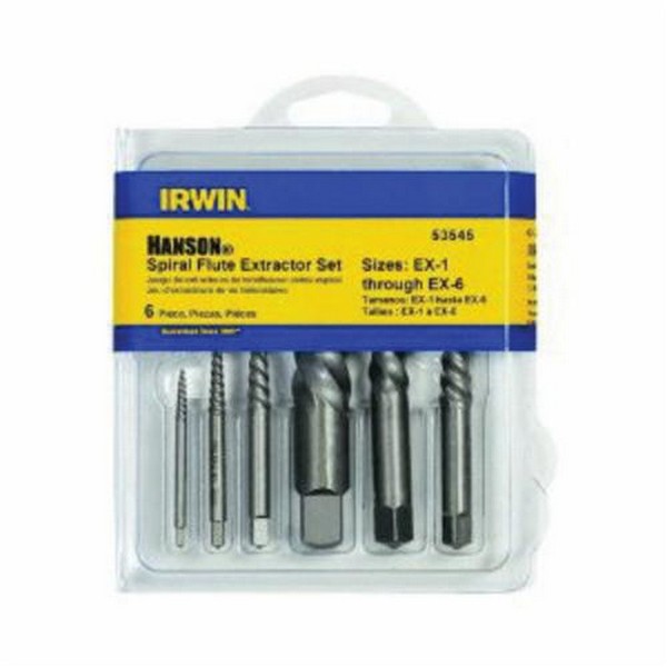 Spiral Flute Screw Extractor Set, Series: 535 Series, 6 Piece