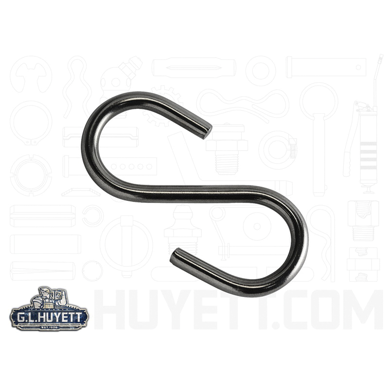 S-Hook, Imperial, 0.148 x 2 in, Carbon Steel, Zinc Clear