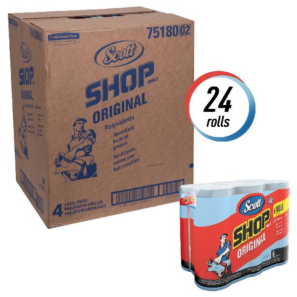 Shop Towel, 8-3/4 in Length, 13-1/4 in Width, Blue, Roll Package Type