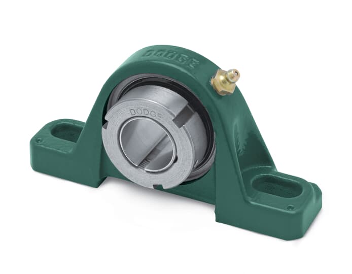 Pillow Block Ball Bearing Unit, Normal Duty, Series: 208, Two-Bolt Base Mounting, Grip-Tight® Adapter Mounted Locking Device, Shield Seal, Non-Expansion (Fixed) Expansion, Steel, Uncoated