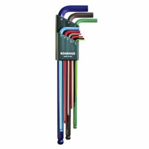 Key Set, Extra Long, Measurement System: Metric, 9 Piece, 1.5 to 10 mm Hex, L-Handle Handle, Protanium® High Torque Steel, ColorGuard™