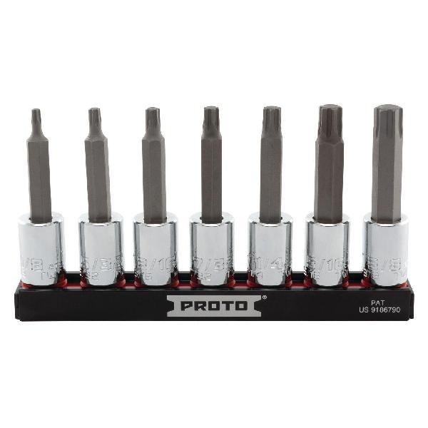 Socket Bit Set, Impact Rated: No, Measurement System: Imperial, 7 Piece, 3/8 in Drive, Specifications Met: ANSI Specified, Tether Capable: No, Alloy Steel, Polished Chrome