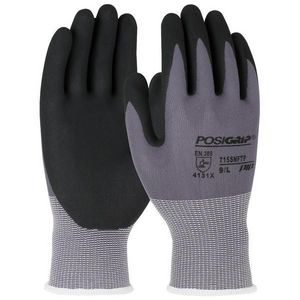 Black Foam Nitrile Palm Dip Glove, Size Medium, 15-Gauge, Nylon Shell, Gray