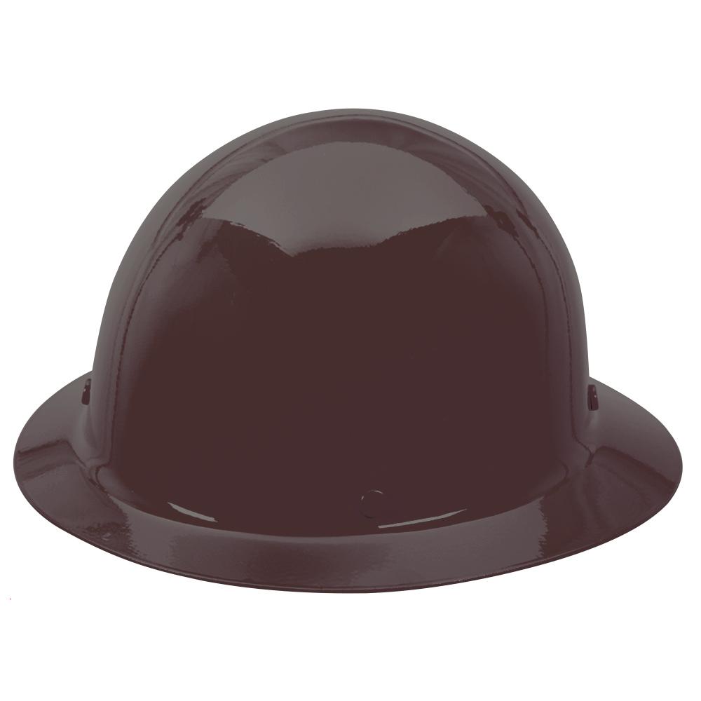 Hard Hat, Full Brim, Standard Size, Fits Minimum Hat Size: 6-1/2, Fits Maximum Hat Size: 8, Brown, Phenolic, 4-Point Suspension, ANSI Electrical Class Rating: Class G, ANSI Impact Rating: Type I, Slotted: No, Pin Lock Adjustment