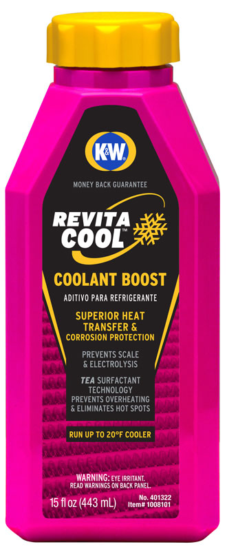 Coolant Boost, 16 oz, Bottle, 15 oz Net Weight, Liquid, Clear/Reddish Pink, Glycol Ether, 9.3 pH, 1.07 Specific Gravity, 212 °F Boiling, 1 °F Freezing Point, Composition: Water, Propylene Glycol, Sodium Nitrite, Triethanolamine, Sodium Tetraborate Pentahydrate, Diethanolamine, 15% VOC
