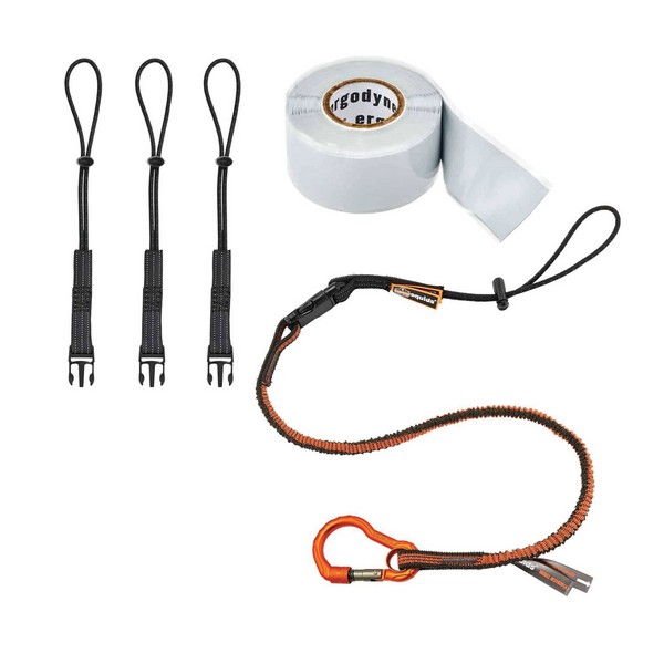 Tool Tethering Kit, Series: 3182, 5 Piece, For Use With: Tool Lanyard, Elastic Cloth/Silicone, Lime/Orange