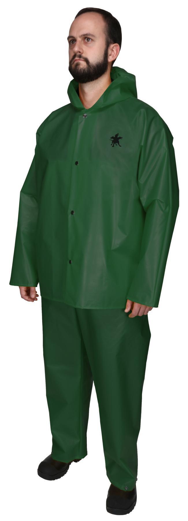 Rain Jacket and Coat, Waterproof, Series: Navigator, Large Size, Green, TPU, 58 in Chest, 32 in Length, Front Snap/Take-Up Snap Wrist Closure