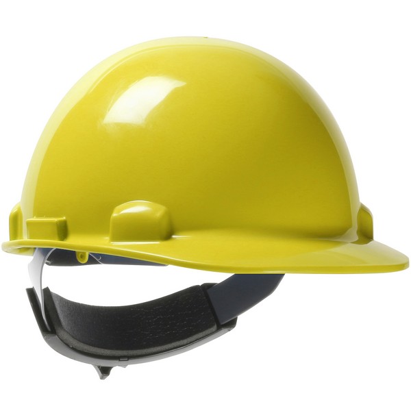 Hard Hat, Cap Style Non-Vented Smooth Dome Standard Brim, Series: 280-HP341SR, Universal Size, Fits Minimum Hat Size: SZ 6, Fits Maximum Hat Size: SZ 8, Yellow, Foam Polyethylene/Nylon, 4-Point Quick-Release/Textile Suspension, ANSI Electrical Class