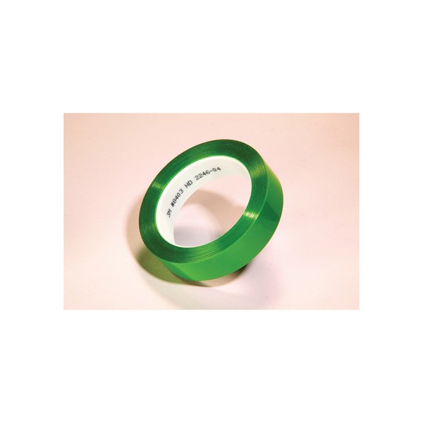 Masking Tape, Tear-Resistant, 72 yd Length, 14 Inch Width, 2.4 mil Thickness, Translucent Green, Silicon Adhesive, Polyester Backing, 27 in-oz Adhesion Strength, 46 in-lb Tensile Strength, 425 °F Maximum Operating, -60 °F Minimum Operating