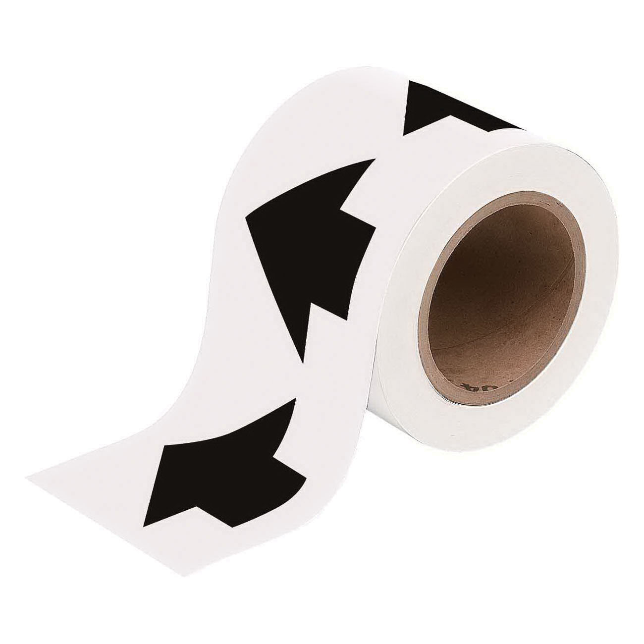 Arrow Tape, Permanent Acrylic, Black on White, 2 in Width, 30 yd Length, 0.004 in Thickness, B-946 Vinyl, 720 Markers per Card