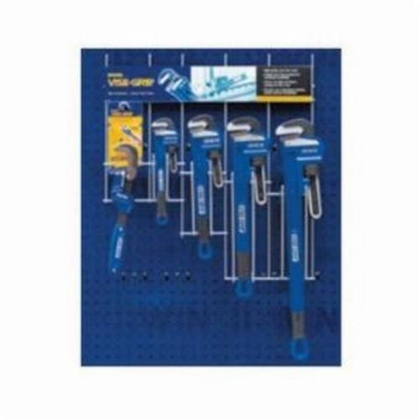 Pipe Wrench Merchandiser, 6 Piece, For Use With: Pipe Wrench Merchandiser, Merchandiser Tool Storage Type, Yes Tool Storage Included, Cast Iron, Silver