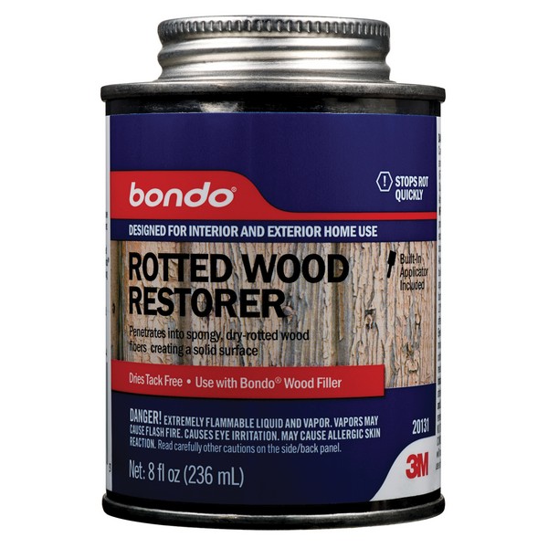 Wood Restorer, Rotted, 8 oz Container, Can Container, Water White, Liquid Form, Applicable Materials: Wood