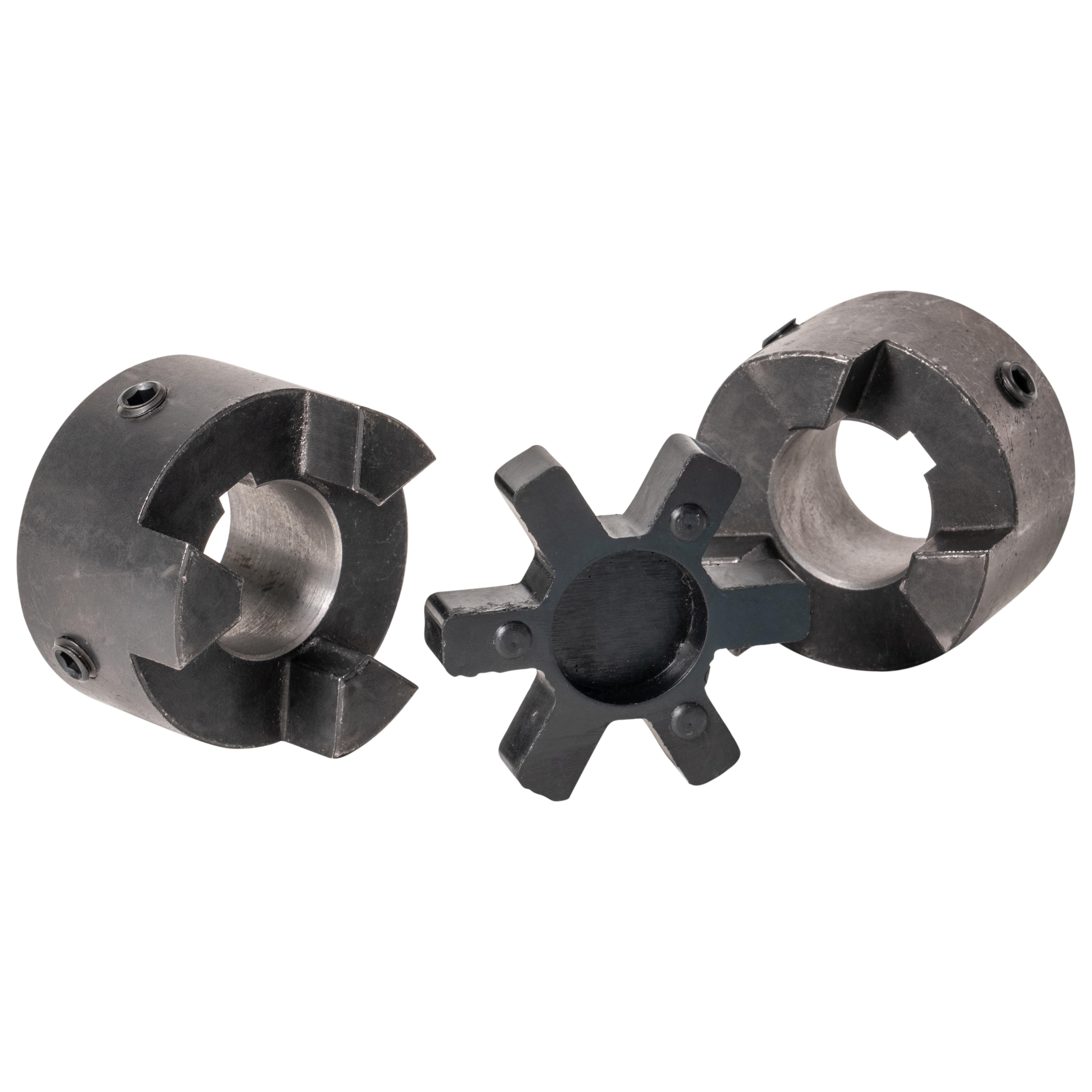Jaw Coupling, Standard, Series: L095, 1 in Bore, 2.12 in Diameter Hub, 2.52 in Hub Length, 1/4 x 1/8 in Keyway, 1.02 in Length Through Bore, Powdered Metal, Gray Painted