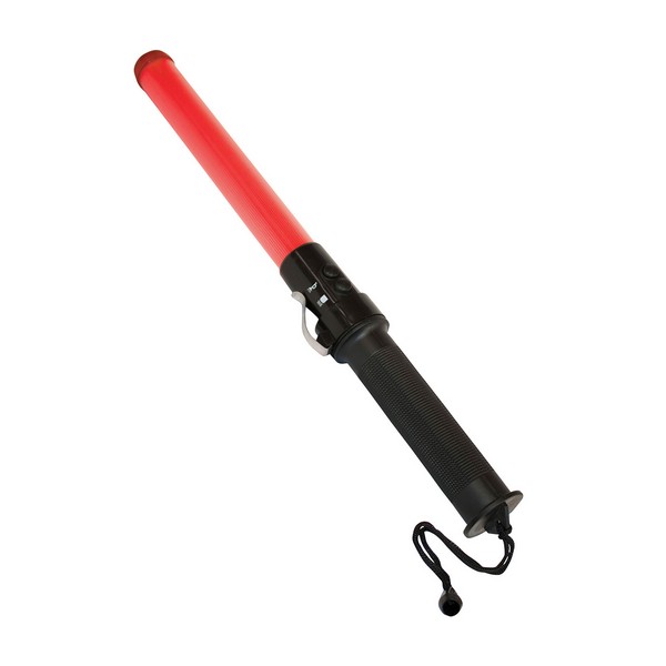 Flash Baton, Steady-On, LED Bulb, 4 Bulbs, C Battery, 2 Batteries, Red/Black, PVC Housing, 1 in Diameter x 16 in L