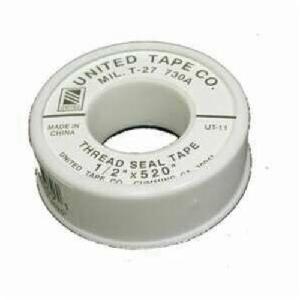 Thread Sealant Tape, 260 Inch Length, 1/2 Inch Width, 0.0035 Inch Thickness, -0.35 to 0.4, 260 °C, PTFE