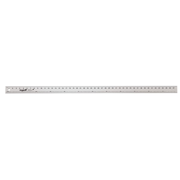 Straight Edge Ruler, Heavy Duty, 48 in Length, 2 in Width, 0.13 in Thickness, Measuring System: Imperial/Metric, Graduations: 1/16 in, Aluminum