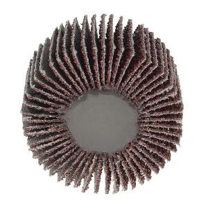 Coated Abrasive Flap Wheel, 2-1/2 in Wheel Dia, 1 in Face Width, 1/4 in Shank Dia, 40 Grit, Coarse Grade, Aluminum Oxide Abrasive, 25000 RPM Maximum, Threaded Stem Attachment