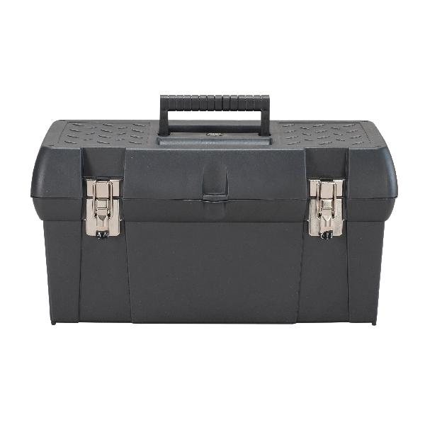 Tool Box, Lockable, 9.6 in Width, 19 in Depth, 9.9 in Height, Metal, Nickel Plated, Black