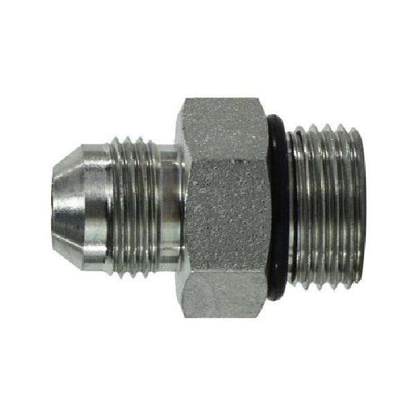 Connector, 9/16-18 Nominal, SAE Male JIC Flare x Male ORB, Steel, Domestic