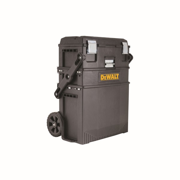 Mobile Work Center, 16 in Width, 28 in Height, 4 Compartments, 44 lb Bottom Bin, 22 lb Middle Organizer and Top Tool Box, Foam, Black