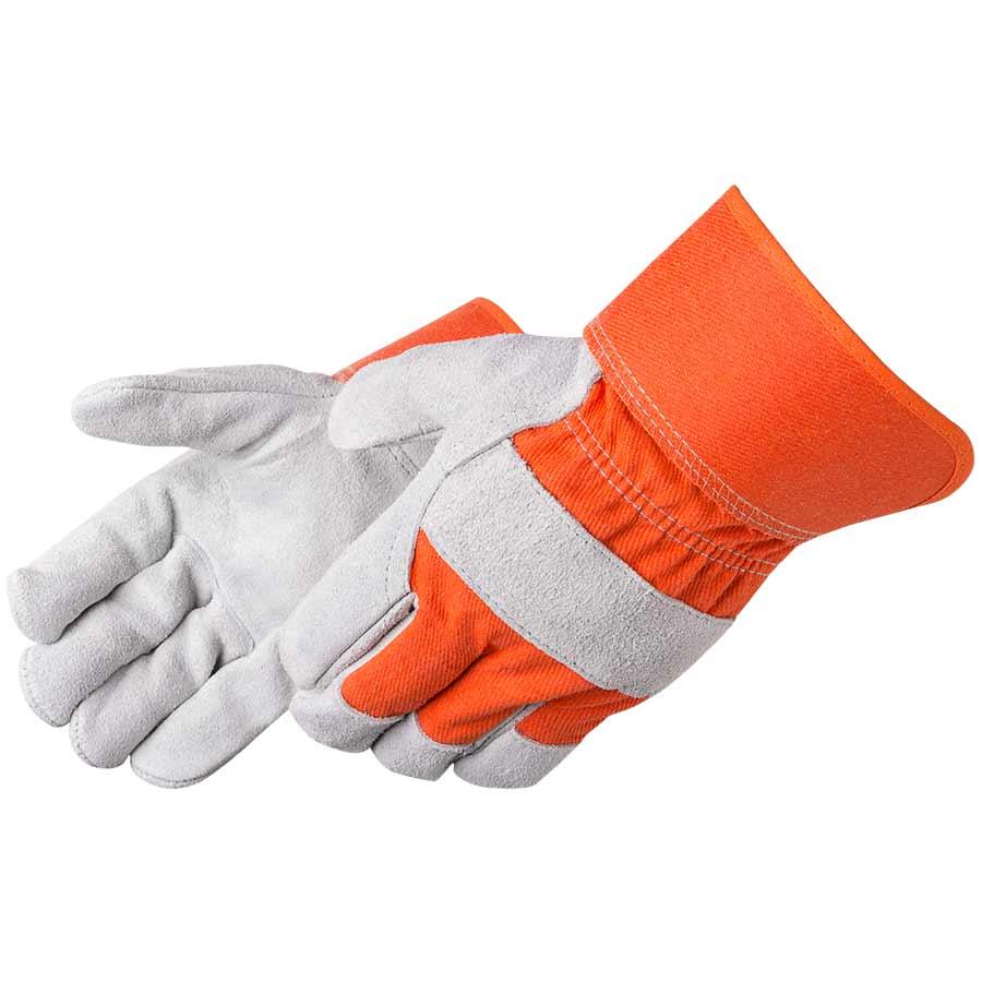 Glove, Series: 3265HO, Leather Palm, Gray/Hi-Viz Orange, Gunn Cut Style, Cotton Lining, 2-1/2 in Length