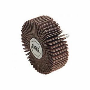 Coated Abrasive Flap Wheel, Stem Mount, 1 in Wheel Dia, 1 in Face Width, 1/4 in Shank Dia, 120 Grit, Fine Grade, Aluminum Oxide Abrasive, 30000 RPM Maximum, Interleaf: No, Stem Attachment